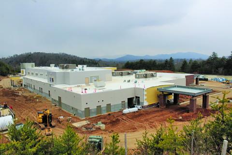 Photo by Jake Browning/The Franklin Press A view of the new Angel Medical Center under construction on One Center Court, off Sylva Road in Franklin. 