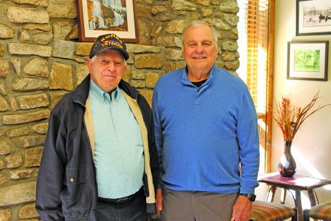Photo by Kaylee Cook/Staff Lauch “Lock” Magruder and Paul Schowalter, were two of 91 veterans to take an honor flight, organized by Blue Ridge Honor Flights in Hendersonville.