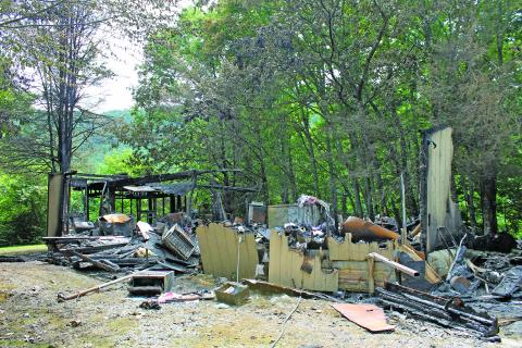 Photo by Christopher Lugo/Staff What is left of Mary Lee Simmon’s home after an explosion, Friday night. 