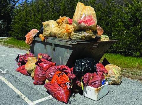 The Plateau Pickup collected so much litter and debris that the trash bags overflowed the dumpster at the collection site.