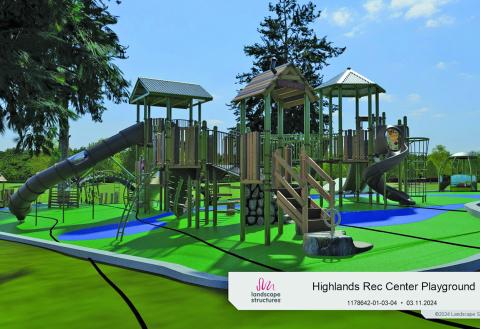 An artist’s rendering of the proposed new playground in Highlands.