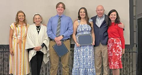 Pictured are the Summit Charter School Foundation representatives and student recipients of the Quick Trailblazer Scholarship, founded by benefactors Linda and Mark Quick.  Melissa Hudson, Summit Development Director, Linda Quick, Bradley Burnette, Christina McDonald, Mark Quick, and Sarah Jenning, Summit Foundation Board Chair.