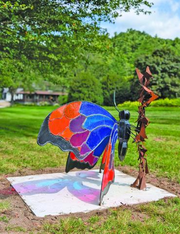 Butterfly Effect by Watts Ricard is on display at McKinney Meadow on NC107 in Cashiers.