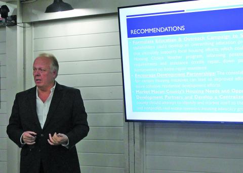 Patrick Bowen, president of Bowen National Research, presented findings of the county’s housing assessment during a meeting in Highlands.