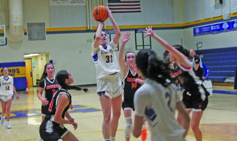 Lady Highlanders junior Hunter Conner makes a shot against Rosman.