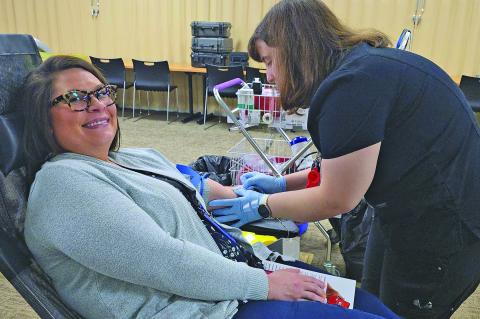 Kerri Tucker, executive assistant to the Jackson County Manager, organized and kicked off a blood drive for The Blood Connection. A total of 29 units of blood were collected during the event.