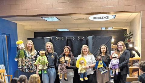 Many took part in the AWAKE child abuse prevention puppet shows held at elementary schools this year. (From L to R) Molly Boughman – senior mental health therapist, Celeste Young – forensic interviewer, Margarita Martinez-Lopez – bilingual victim advocate, Kristen Berry – senior forensic interviewer, Stephanie Cedillo – bilingual victim advocate, and Hannah Trammel – forensic interviewer.