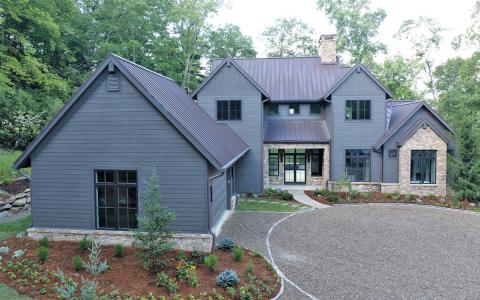 This modern rustic home in the new Saratay Falls development will be featured in the 2025 Cashiers Designers Showhouse event.
