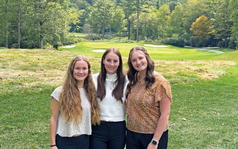 Highlands School students, Claire Worley, Cayden Pierson, and Jaylin Raby attended the tournament where they worked as spotters on the Par 3 where a 2025 Ford Bronco was the prize for a hole-in one, courtesy of Franklin Ford and Mitzie and Hammond Raurers.