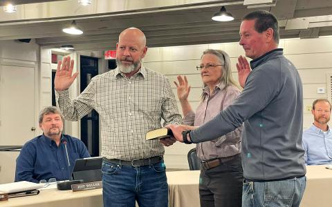 Jim Tate, Amy Patterson and Eric Pierson are sworn in at the Dec. 11 meeting.