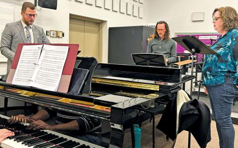 Blue Ridge Early College music teacher Eddie Garner, center, rehearses for Shelton Laurel: An Appalachian Opera.  |  Photo courtesy of WCU