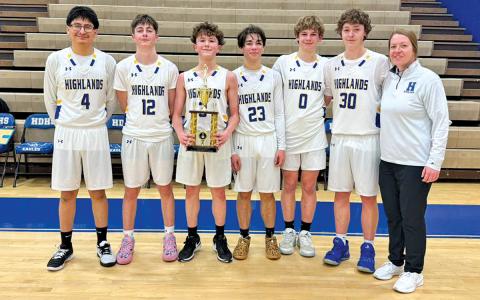 Highlands secured the Little Smoky Mountain Conference JV championship with a 41-34 win over Hiwassee Dam on Feb. 16.  |  Photo courtesy of Highlands School Booster Club