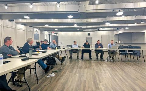The Town of Highlands Board of Commissioners reviews outgoing Public Works Director Lamar Nix’s capital needs requests during the Board’s retreat on March 11.