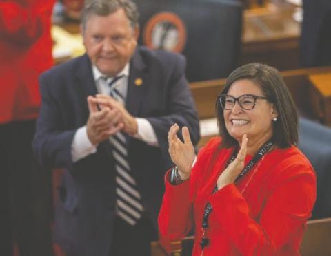 Anna Ferguson, a member of the Eastern Band of Cherokee Indians, was sworn in as a member of the North Carolina House of Representatives during a session in Raleigh, on Tuesday, April 21. She will represent District 119 and serve out the term of the late Rep. Mike Clampitt.