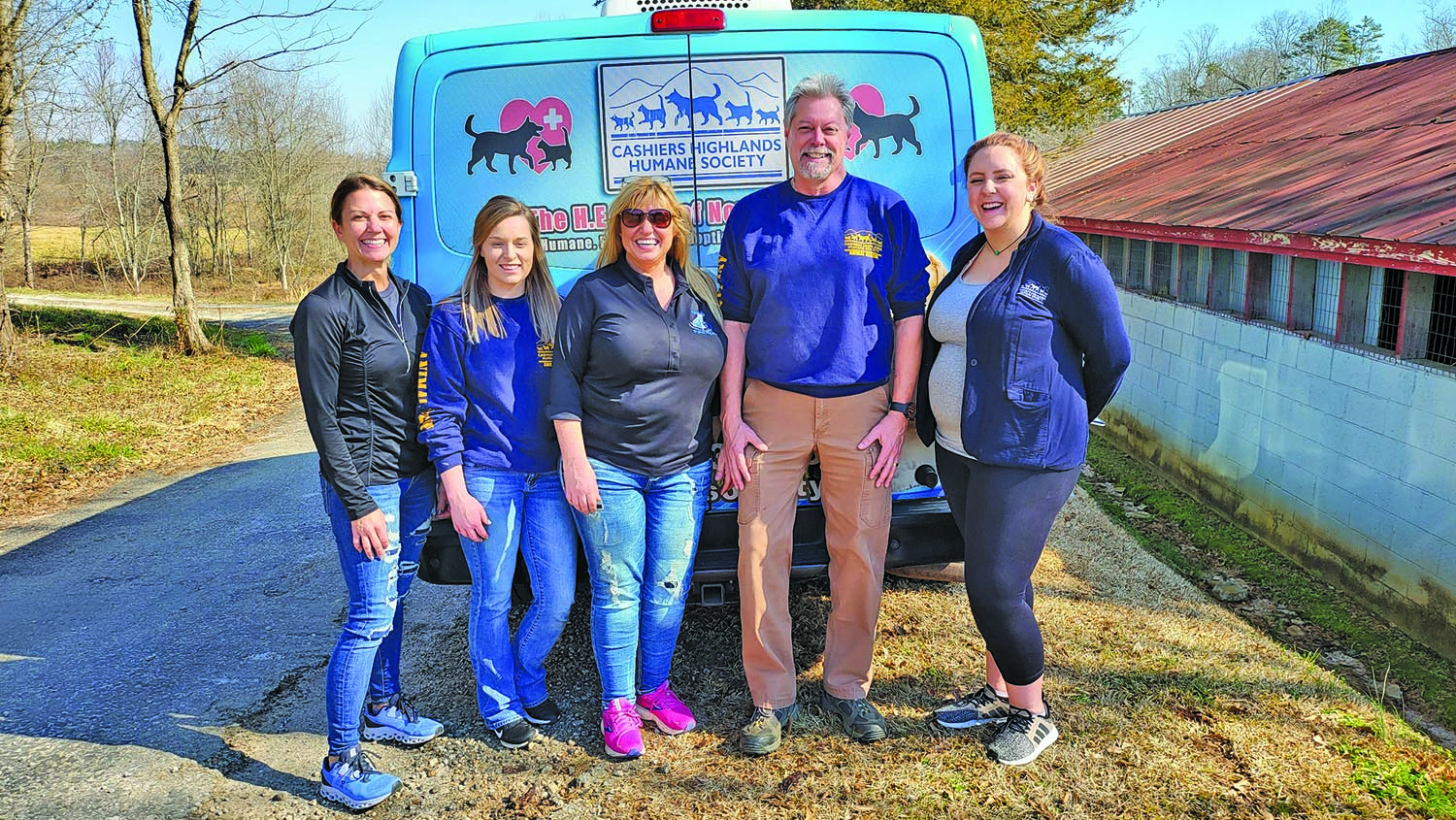 (L-R) Anderson County PAWS Director & Veterinarian Dr. Kim Sanders, CHHS Assistant Manager Jodi Henkel, PAWS Bryson City Executive Director Beth Stroud, CHHS Executive Director David Stroud, CHHS Shelter Manager Kaitlyn Moss Villarreal