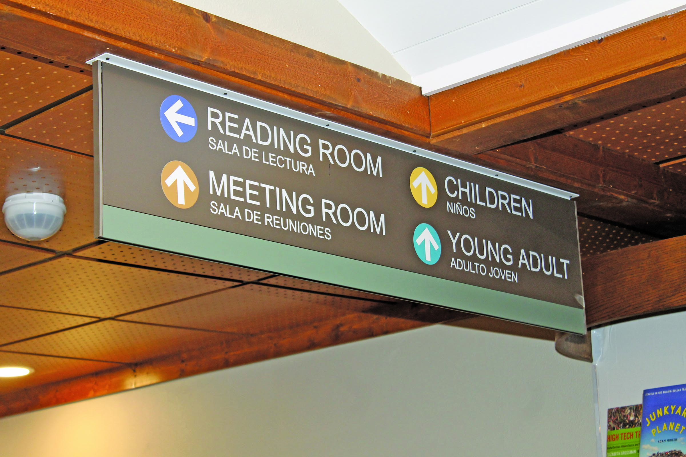 Photo by Christopher Lugo/Staff New signage installed at Hudson Library. 