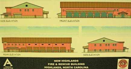 Architectural drawings of the proposed new Highlands fire station.