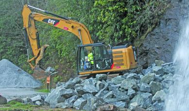 NC Department of Transportation crews began rebuilding a bank under US 64 near Bridal Veil Falls on Monday. That project is being completed simultaneously to the Main Street repaving project.