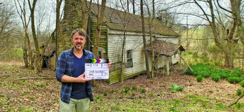 Submitted Photo Kyler Boudreau on the set of his first film “Rose and the Outlaw.” 