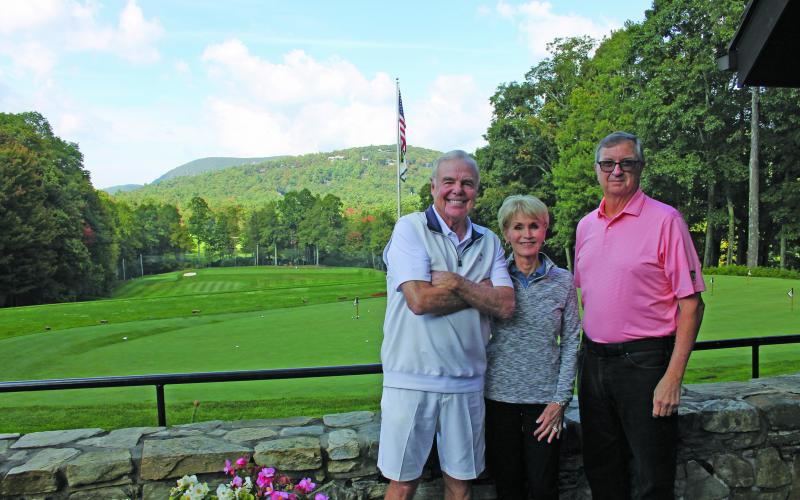 Photo by Christopher Smith/Staff Former Wildcat Cliffs presidents Geoff Nixon, Rosemary Milton and Tom Fuller stand in front of the club’s golf course. 