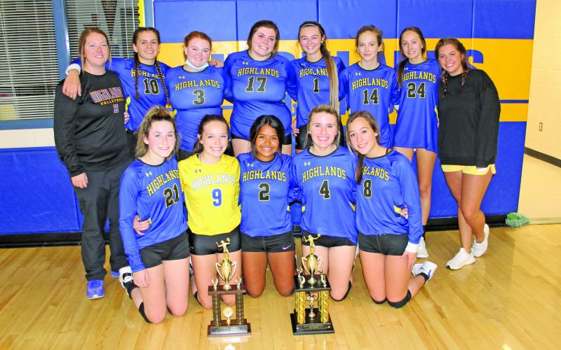 Photo by Christopher Smith/Staff The HHS varsity volleyball team finished conference play with a record of 6-0, after defeating Blue Ridge Early College 3-0, last Wednesday. 