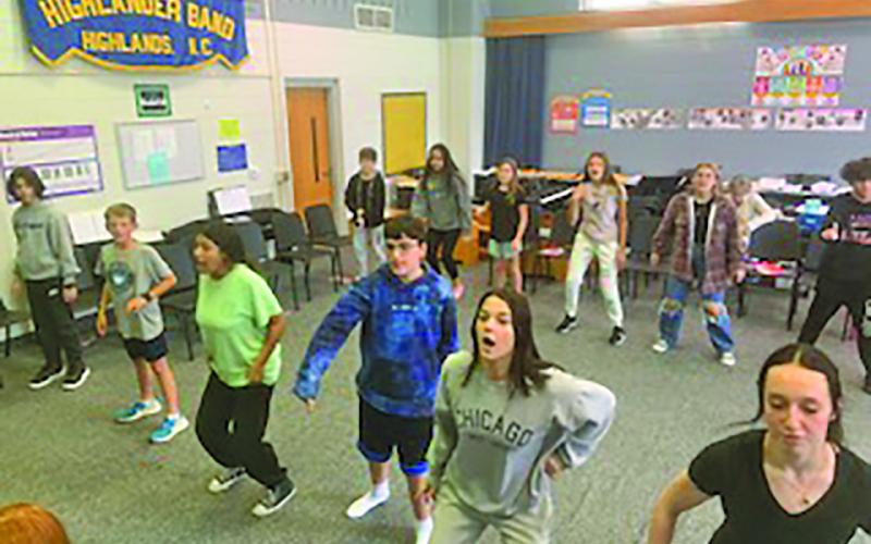 Students at Highlands School practice a number for an upcoming production of Fame Jr. at the Highlands Performing Arts Center. Tickets to the show are free, but need to be reserved ahead of Nov. 3.