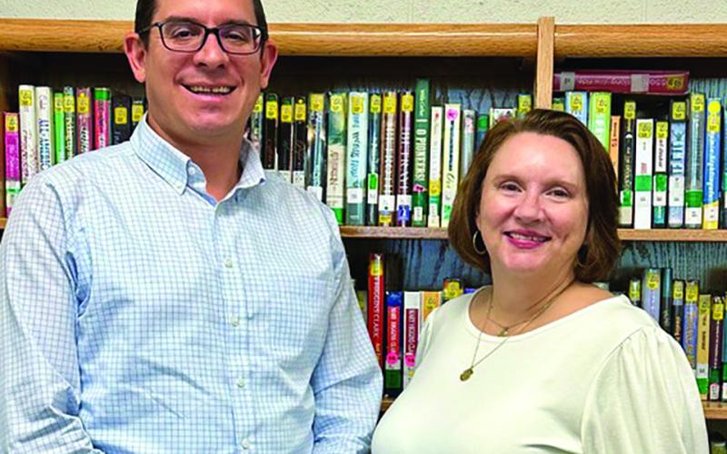 Submitted photo Brian Aulisio was named the 2023 teacher of the year, and April Getz was named the 2023 support person of the year, at Highlands School.